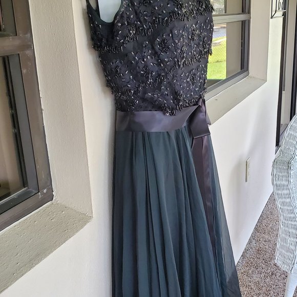 Black Hand Beaded Miss Elliette Dress Vintage New with tags - Picture 7 of 9
